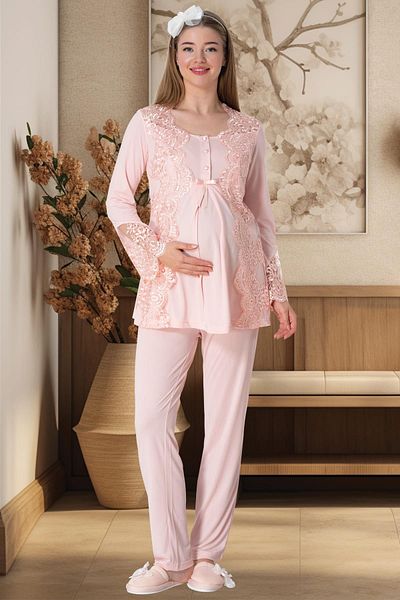Mecit Pijama Mecit 5353 Σετ Πιτζάμες εγκυμοσύνης και Νεγκλιζέ - Πούδρα