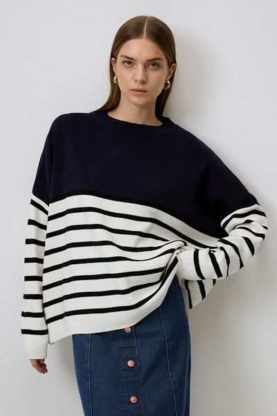 Touché Privé Block Color Striped Knitting Sweater