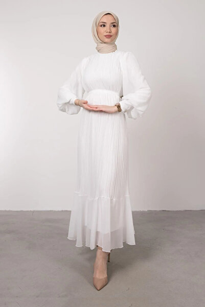 CYM Butik Γυναικείο φόρεμα σιφόν με πλισέ χιτζάμπ