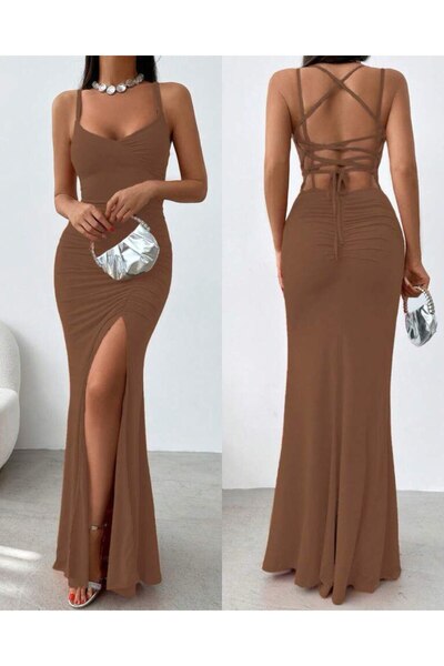 hipnoz butik γυναικείο μακρύ φόρεμα με χαμηλό λουράκι στην πλάτη