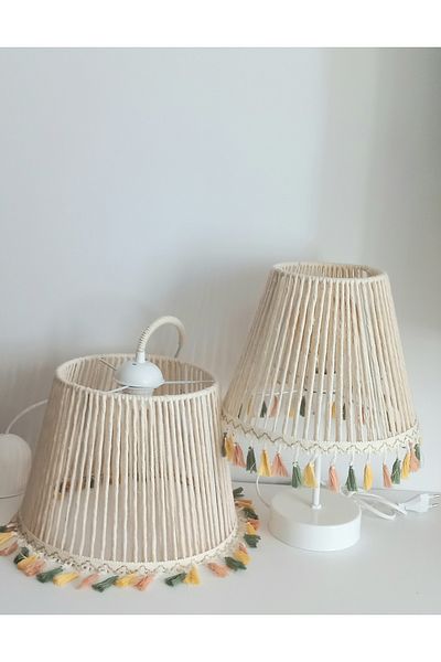 C&A&B KUZEY AVİZE ECRU MACROME Rope PENDER SOFT COLORED FRINGED BABY GIRL & YOUTH ROOM تصميم الثريا مجموعة عاكس الضوء (5)