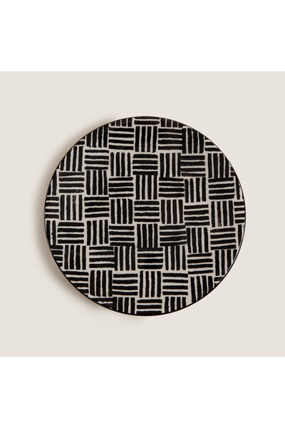 Chakra Sisam Lines Pasta Tabağı 19 Cm Sıyah/Beyaz