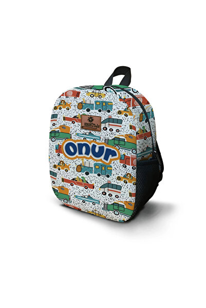 Kokopatik Kişiye Özel İsimli - Göçeden Hayvanlar Desenli Orta Boy Kreş Çantası