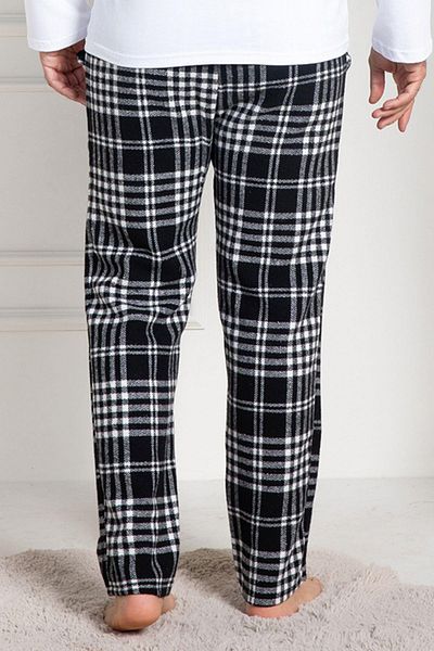 Mecit Pijama Pijamale groase pentru bărbați Mecit 3026 în carouri albe