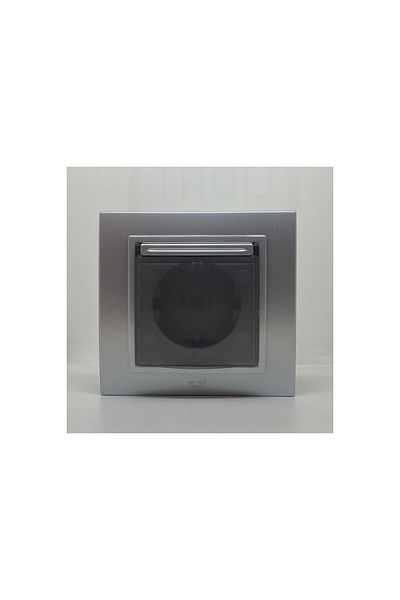 ELBİ Metallic Gray Zena - with Covered Ground and Socket Switch Frame