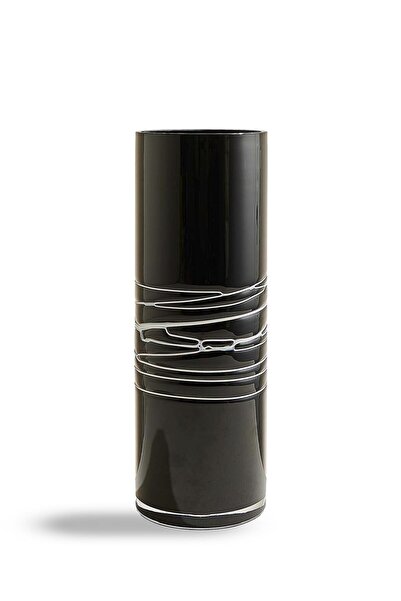 Paşabahçe Black Opal White Paste Wrap Vase 40 cm