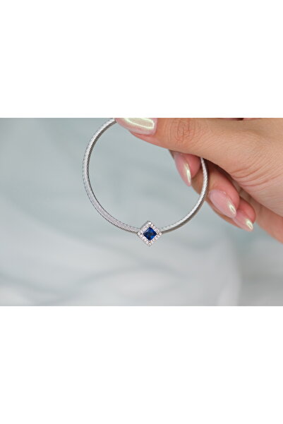 CYB STUDİO Blue Stone Crystal Stainless Steel Charm