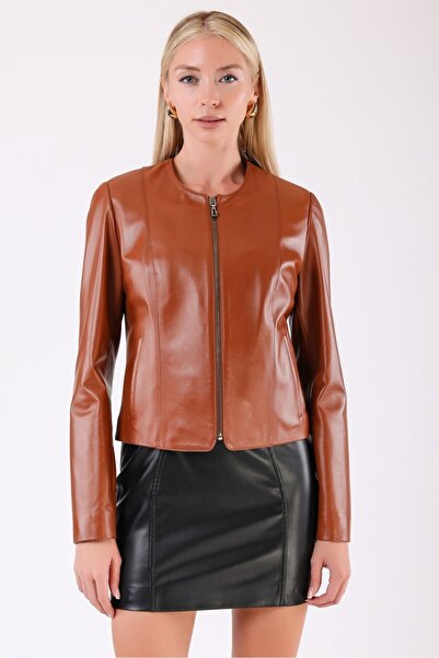 Leather Club Kahve Vejetal Hakiki Deri Ceket