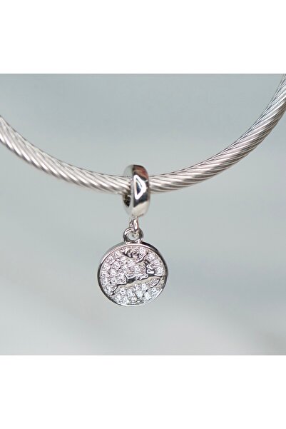 CYB STUDİO Stoned Deer Patterned Stainless Steel Charm