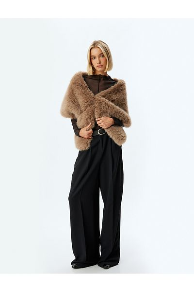 Koton Faux Fur Textured Elastic Scarf