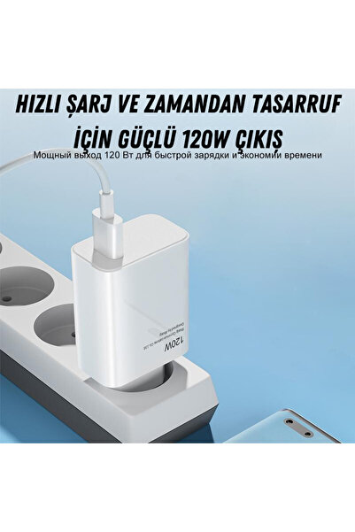QÜMÜŞ 120 Watt Turbo Hızlı Şarz Aleti Adaptör ve Kablo Seti Type-c Honor 70 Pro Uyumlu