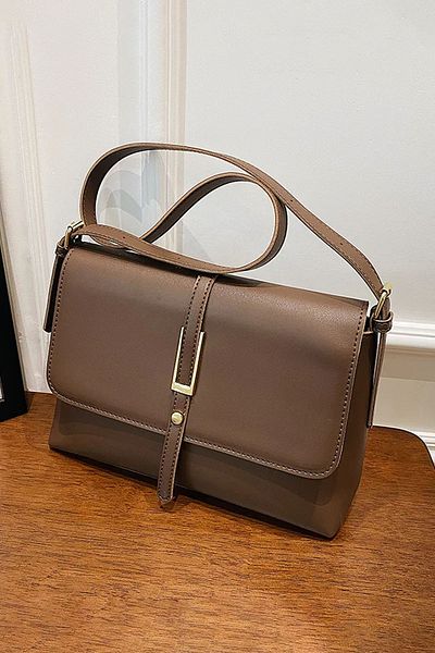 Lifonbag Geantă de umăr elegantă din piele moale Bitter Brown pentru femei