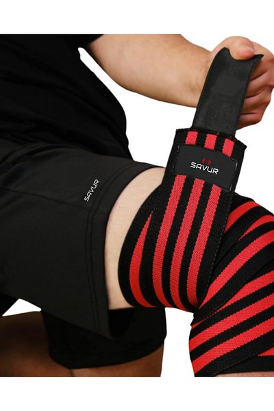 SAVUR Pro Knee Wraps - Genunchiere Crossfit Weight 2-PIECE - Bandaj pentru genunchi