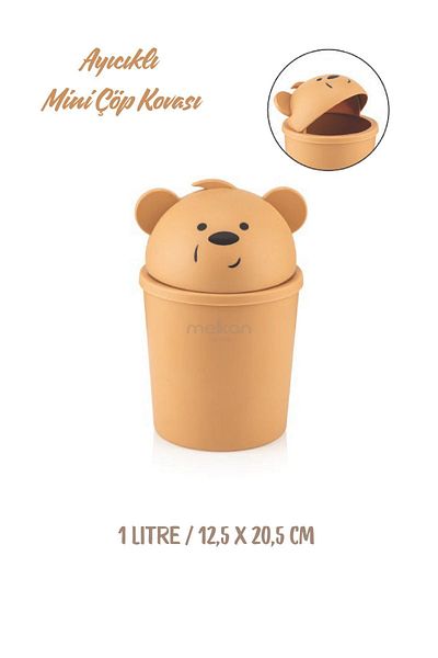Melkan Home Mini coș de gunoi de 1 litru - blat de masă, găleată cu ursuleț de pluș