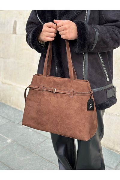 Night Geantă de mână și de umăr pentru femei Poly Model Suede Bitter Brown