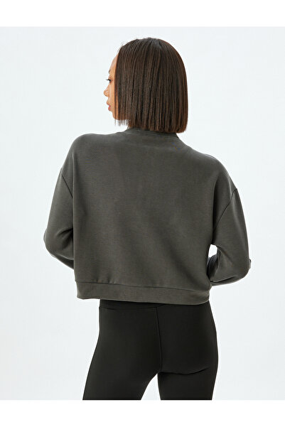 Koton Αθλητικό φούτερ με μισό φερμουάρ, γιακάς, άνετη εφαρμογή, χοντρό ύφασμα