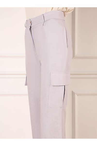 Refka Linen Fabric Lilac Cargo Pants - Refka