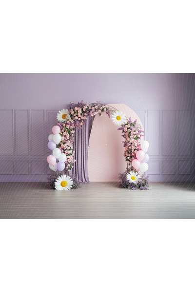 Venspor Pembe Çiçekli Romantik Konsept 200x150cm Stüdyo Fonu Arka Plan