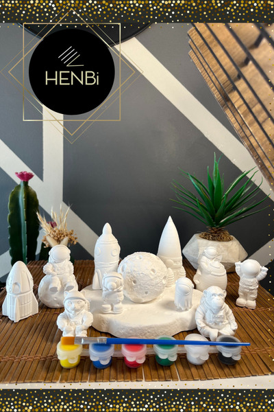 HENBi 12 Adet (3D) Uzay Seti Taş Boyama Çocuk Gelişimi Figür Büst Taş boyama ...