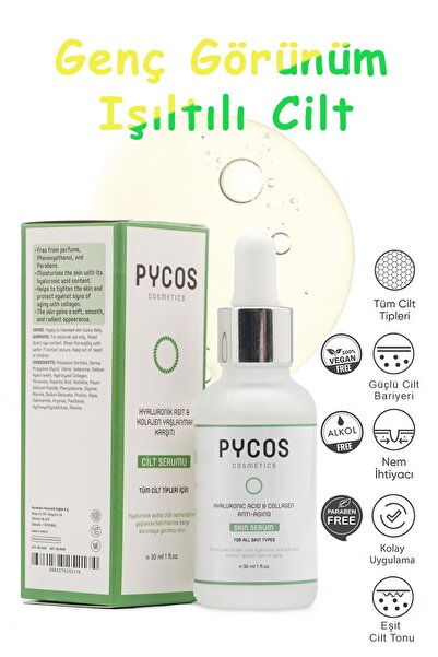 PYCOS COSMETICS Hyaluronik Asit ve Kolajen Etkenli Yaşlanma Karşıtı Cilt Bakı...