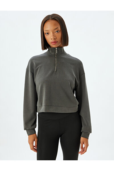 Koton Αθλητικό φούτερ με μισό φερμουάρ, γιακάς, άνετη εφαρμογή, χοντρό ύφασμα