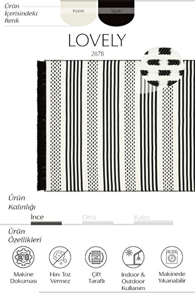 Cool Halı Lovely Cream Black Rug Washable Double-Sided Woven Acrylic Thin Bathroom Balcony Kitchen Rug