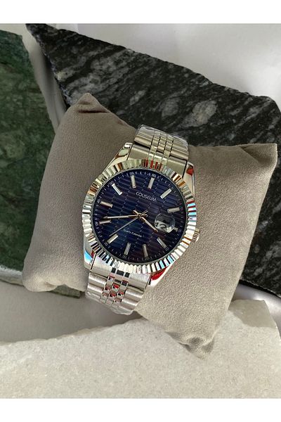 Coliseum Round Inside Navy Blue Silver Men's Wrist Watch