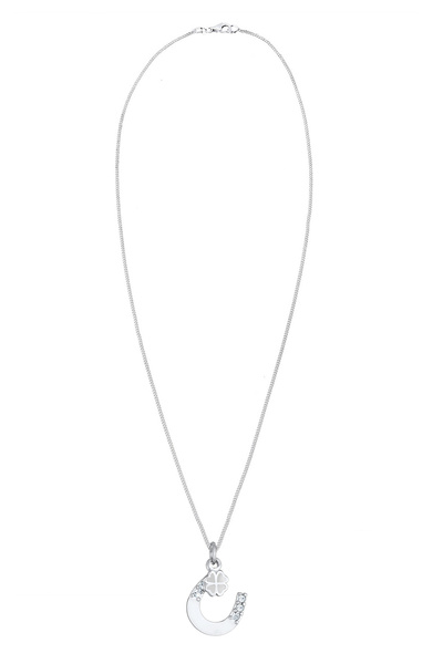 ELLI Dámský náhrdelník s přívěskem ve tvaru podkovy a trojlístku s krystaly ze sterlingového stříbra 925