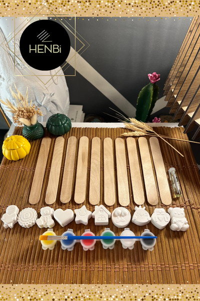 HENBi 10 Adet (3D) Kitap Ayracı Taş boyama Çocuk gelişimi Etkinlik Taş boyama...