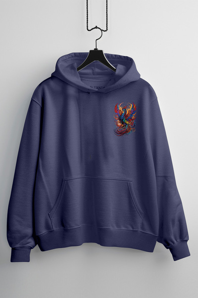 Zestia Hanorac unisex, cu imprimeu cu animale și design cu pasăre Phoenix, cr...