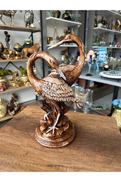 Mintigur Ahşap görünümlü Balıkçıl Kuğu Biblo