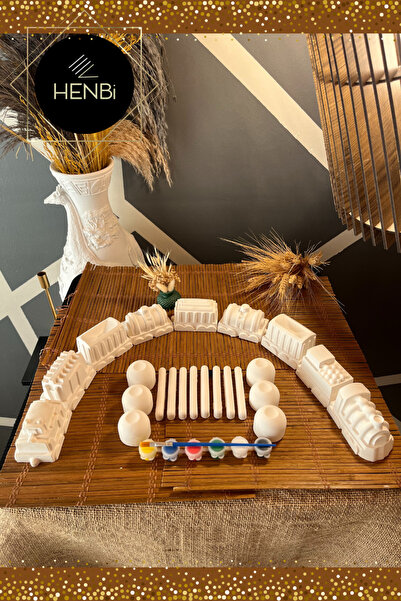 HENBi 23 Adet (3D) Tren seti Taş boyama Çocuk gelişimi Etkinlik Figür Taş boy...