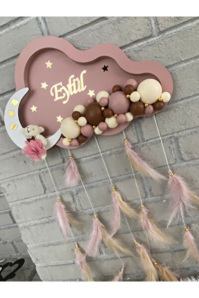 NeşeliAtölyem 40 Cm Bulut Model Ayıcıklı Kişiye Özel Bubble Bebek Kapı Süsü