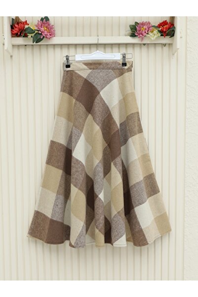 Modamorfo Zimní kešu sukně - kostkovaná rozšířená, norková