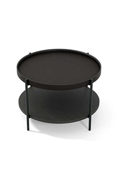 LAGOMA Harmonia Yuvarlak Orta Sehpa Ahşap Raf Metal Ayak - 60 cm