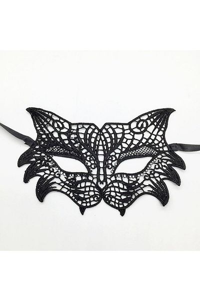 RubyBoutiques Black Color Cat Model Lace Embroidery Party Mask (4767) - Blc8691-3030
