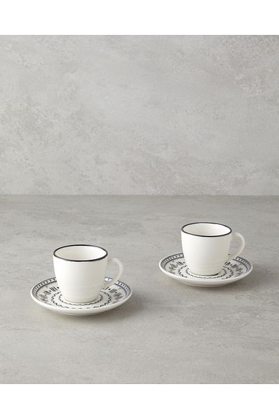 English Home Σετ φλιτζάνι καφέ Black Deco Bone Porcelain 90 ml για 2 άτομα - 4 τεμάχια