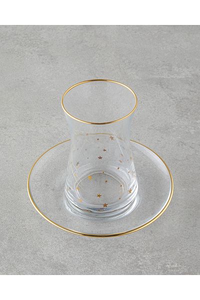 English Home Set de ceai Talisman Star Glass 12 piese pentru 6 persoane 170 ml transparent-auriu