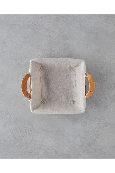 English Home Beige Colored Pastoral Plastic Rattan Bread Basket - 30X23X11.5 cm