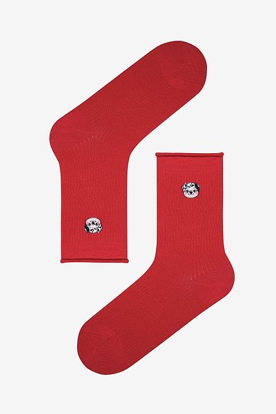 Penti Puppy 2-Piece Gray Red Toe Seamless Socks