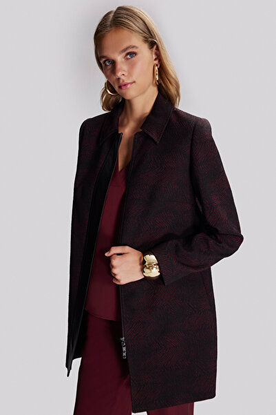 Naramaxx Deri Detaylı Uzun Ceket