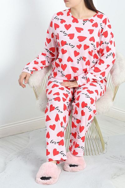 nedo7 Battal Pajama Set Crew Neck - Dusty Pink1 - 776.1287