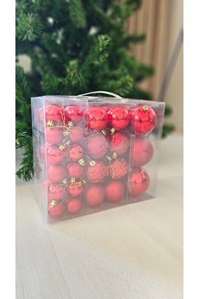 Omelas Yılbaşı Çam Ağacı Süsü Kırmızı 46'lı Set