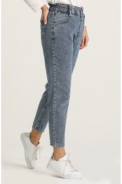 Pantulux Pantaloni de jeans pentru fete, 100% bumbac, cu croiala largi, Mom Fit, cu picioare slabe