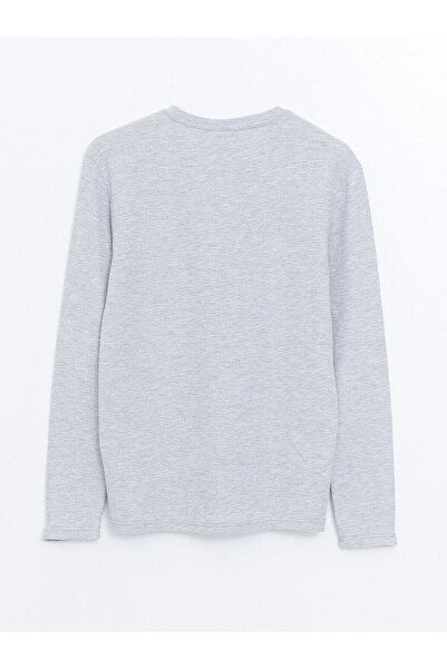 LC Waikiki Beige Crew Neck Long Sleeve Men's Pajama Top