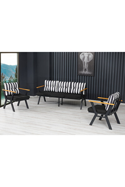 Dekoroom's Zeta 3+1+1 Balkon Takımı, Bahçe Mobilyası, Çay Seti, Kafe Oturma G...