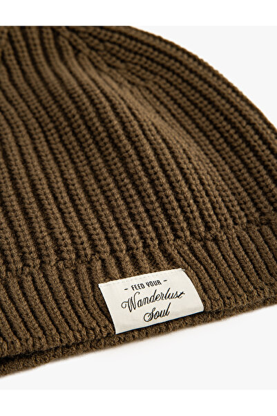 Koton Slogan Printed Label Detailed Beret