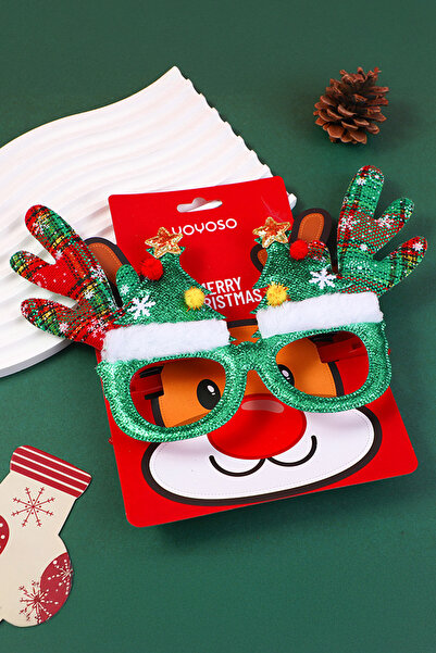 YOYOSO Yeniyıl Temalı Eğlenceli Yeşil Yılbaşı Gözlüğü