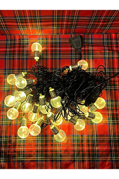 OKYANUSAYD FİŞLİ 220 VOLT SİYAH KABLO 5 METRE SARI IŞIK GÜNIŞIĞI 20 TOP AMPUL...