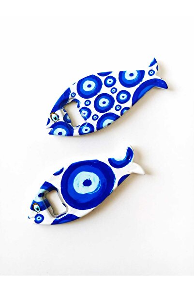 AKIN AKSESUAR HEDİYELİK İkili Balık Figürlü Nazar Boncuklu Açacak Buzdolabı M...